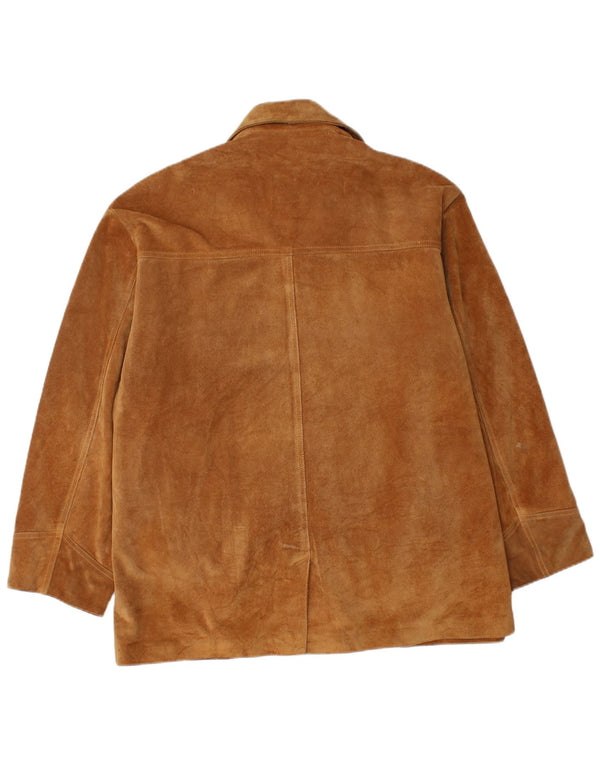 Giacca vintage in pelle scamosciata da uomo IT 50 grande in pelle beige