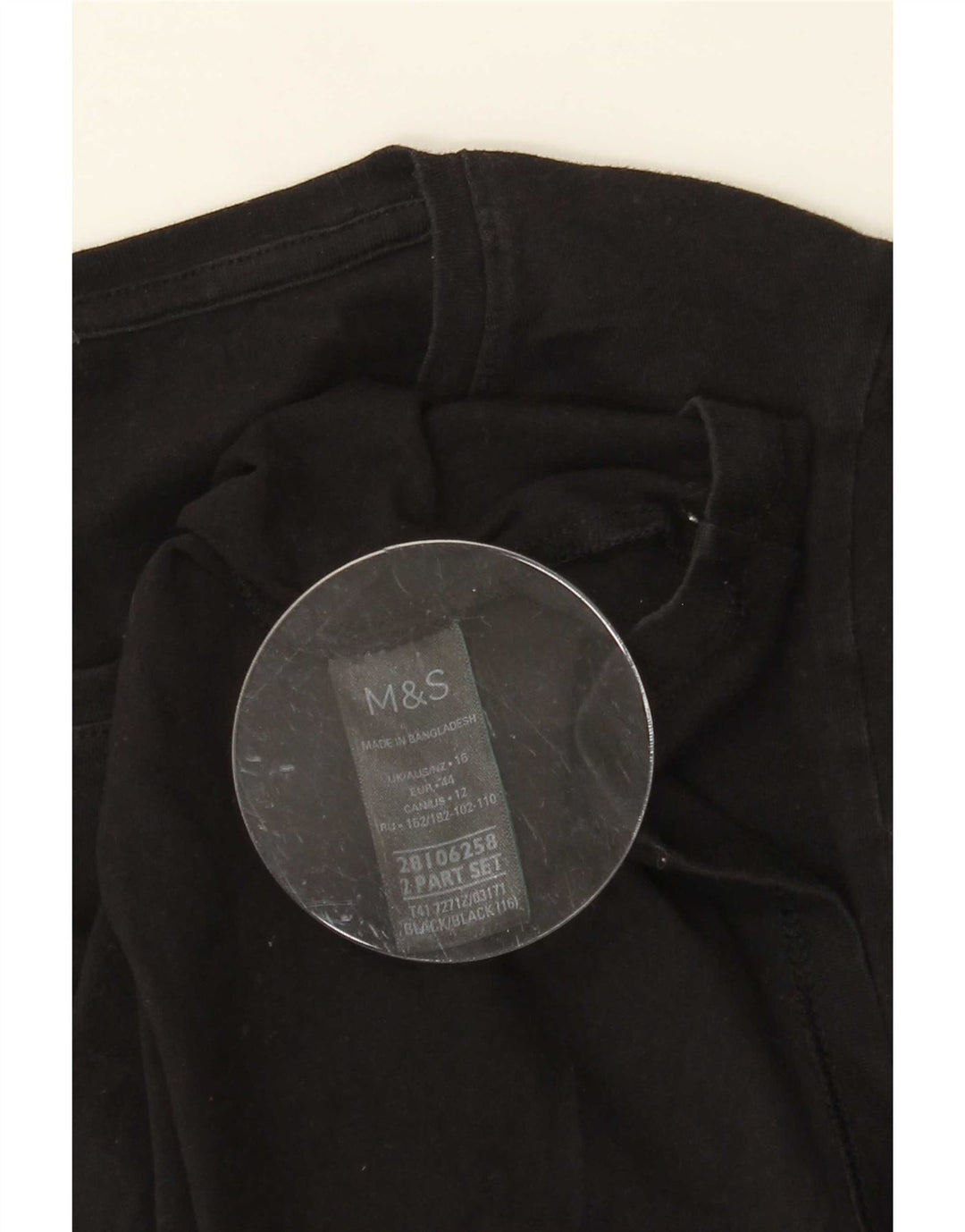 Marks & Spencer Top da donna a maniche lunghe UK 16 Large in cotone nero
