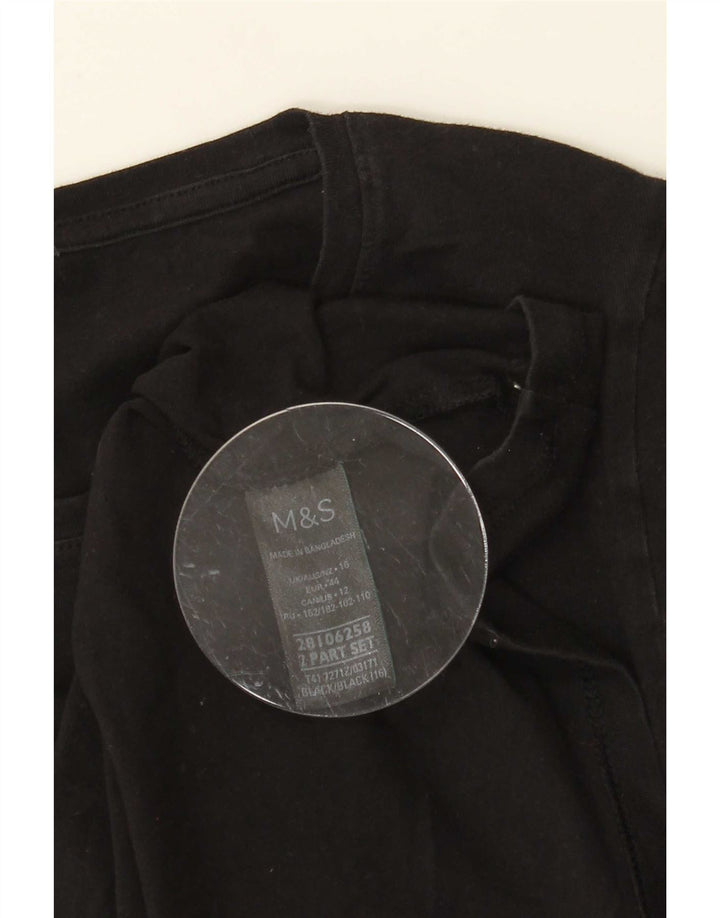 Marks & Spencer Top da donna a maniche lunghe UK 16 Large in cotone nero