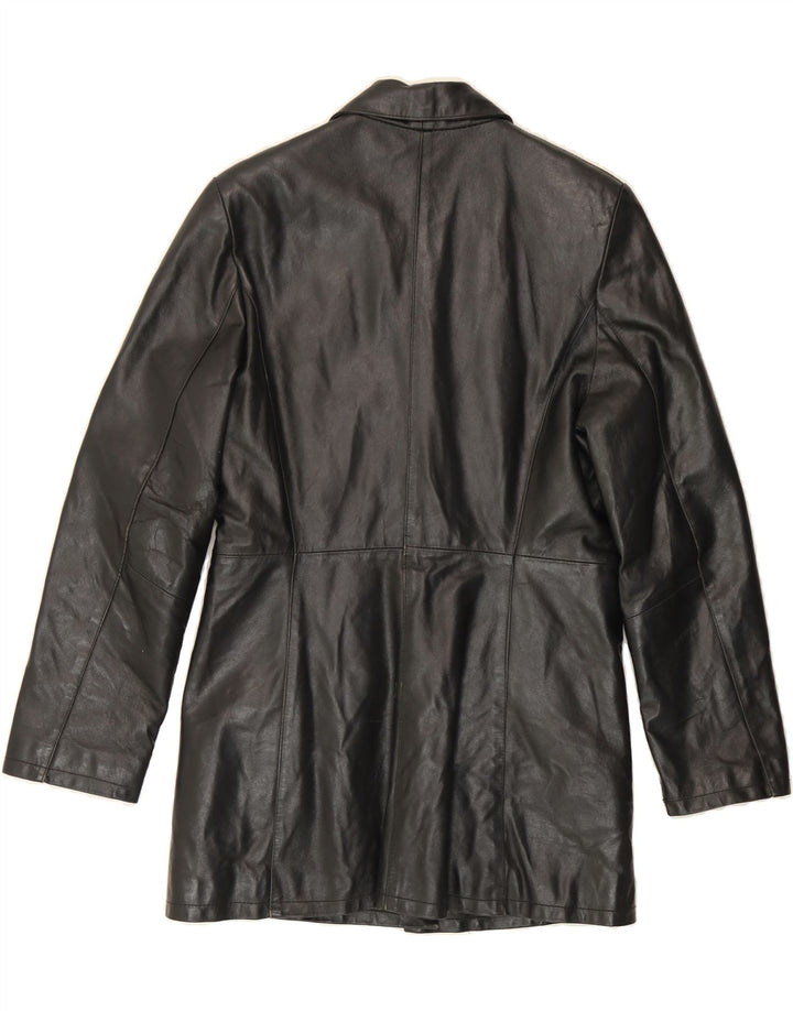 VINTAGE Womens Leather Coat IT 42 Medium Black Leather Vintage Vintage and Second-Hand Vintage from Messina Hembry 