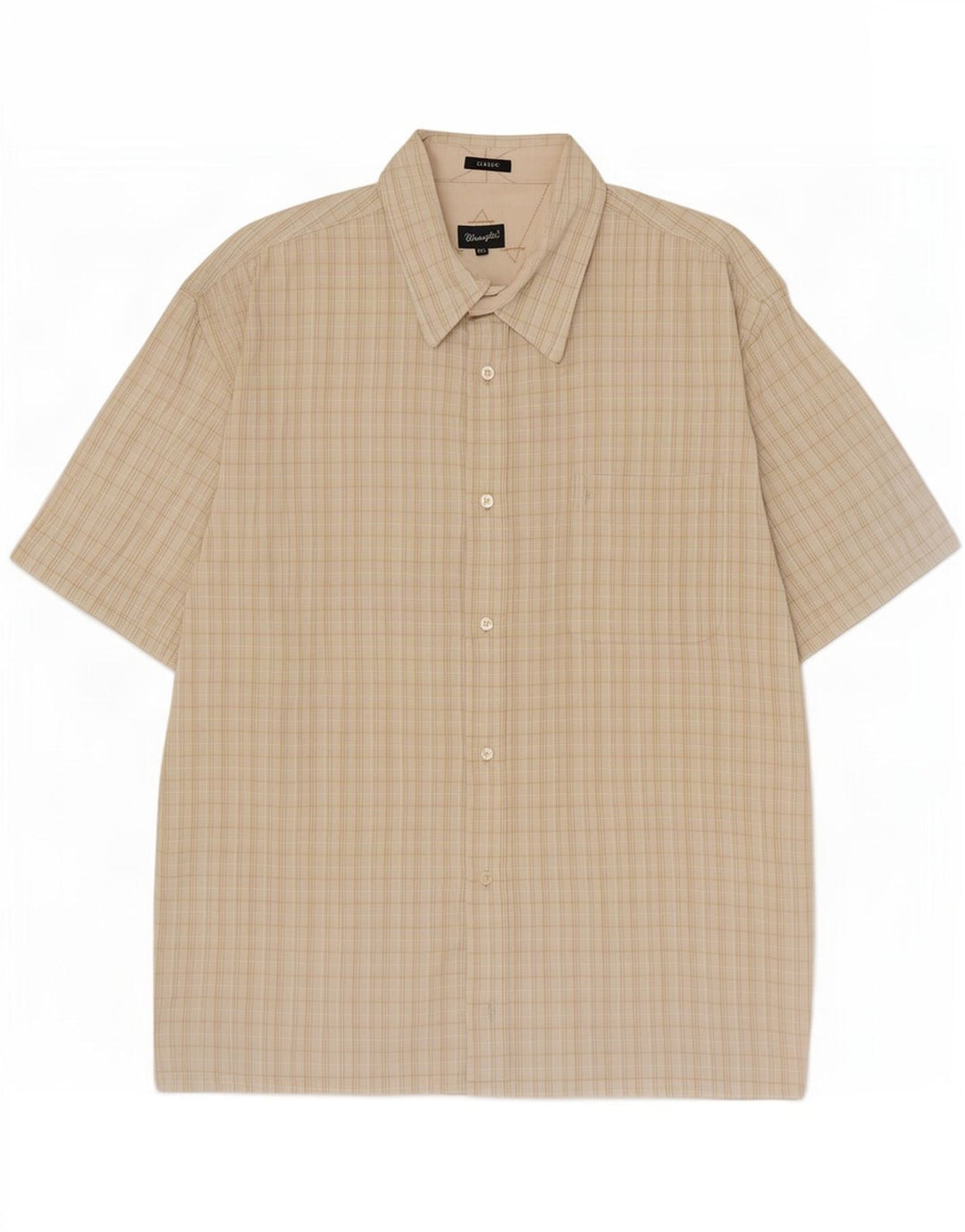 Camicia classica da uomo a maniche corte Wrangler 2XL a quadri beige