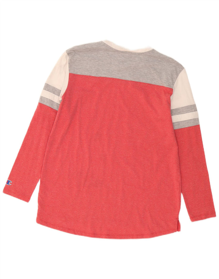 Champion Top grafico da uomo a maniche lunghe in poliestere rosa piccolo