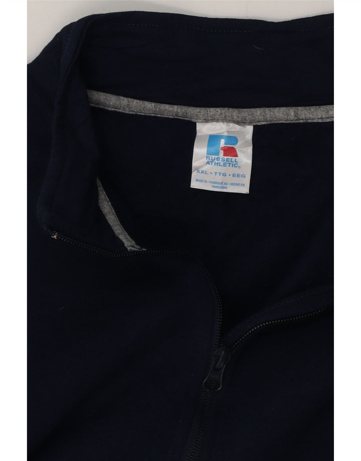 RUSSELL ATHLETIC Felpa con collo con zip da uomo Maglione 2XL Cotone blu navy