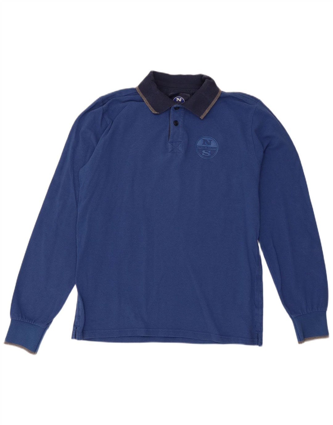Polo da rugby da uomo a maniche lunghe North Sails in cotone blu medio