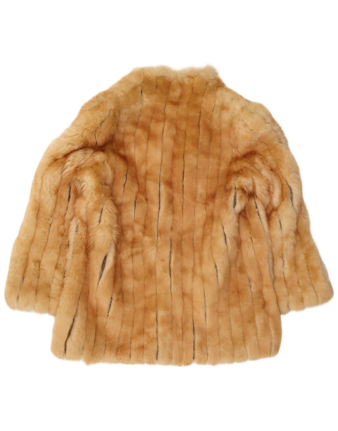 Soprabito vintage da donna in pelliccia sintetica UK 14 beige medio classico