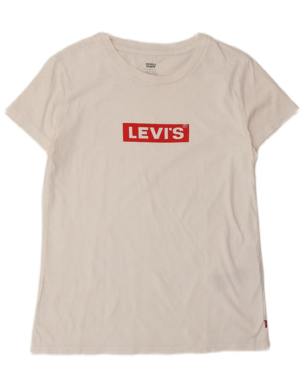 T-shirt grafica da donna Levi's Top UK 10 piccola in cotone bianco
