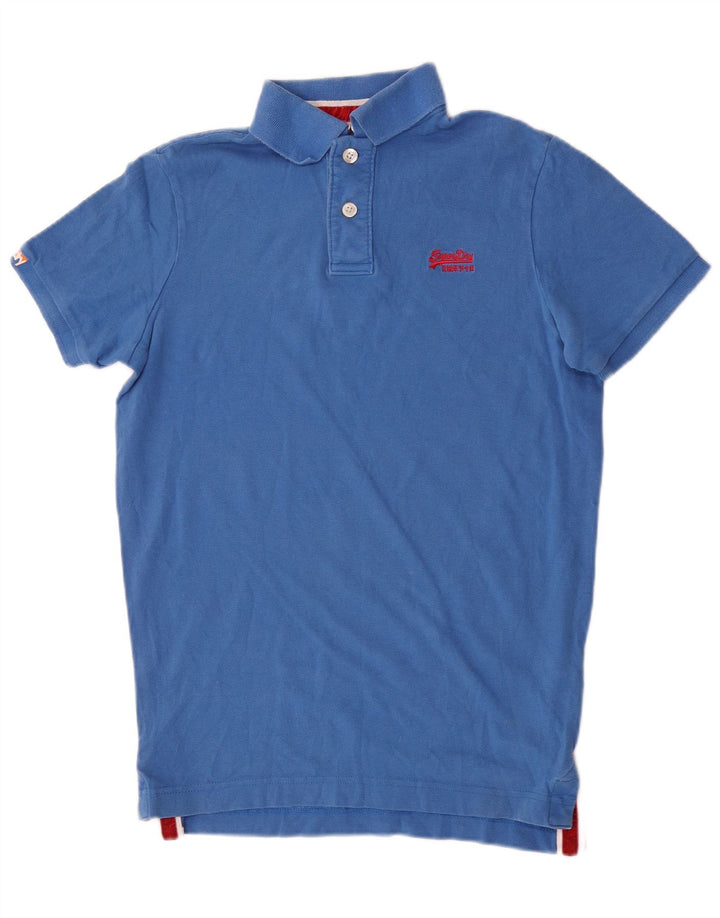 Polo da rugby da uomo Superdry in cotone blu medio