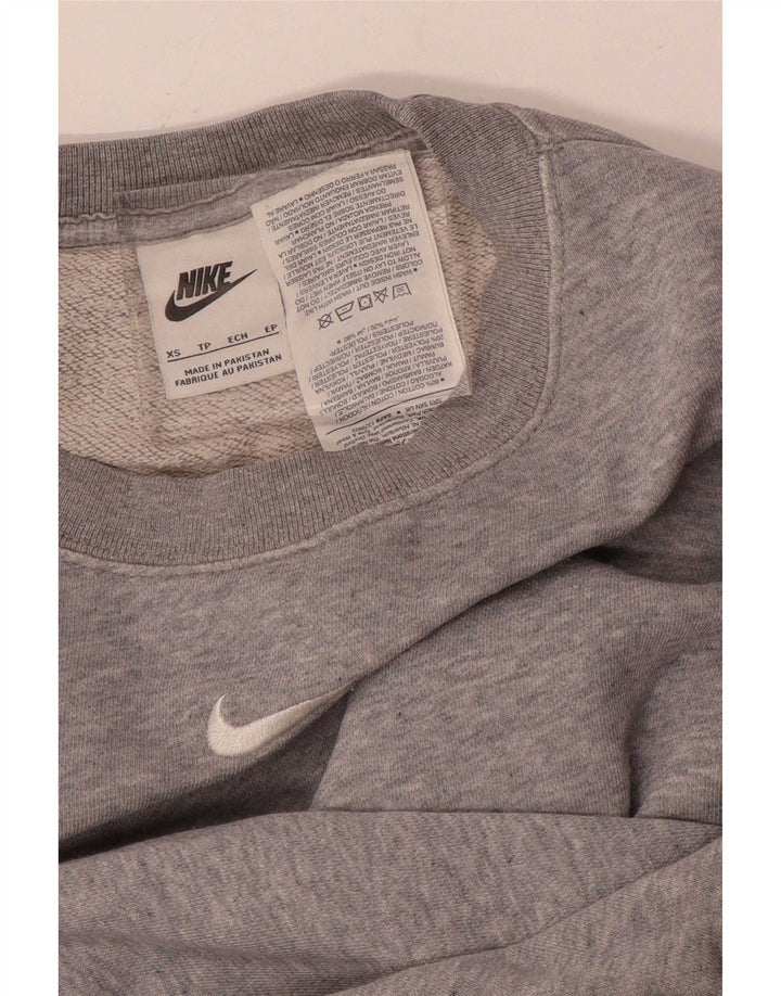 Felpa corta oversize da donna Nike UK 6 XS cotone grigio