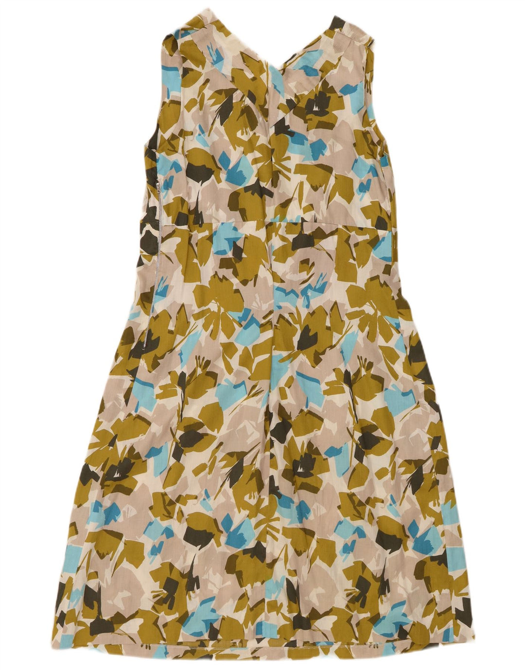 Abito da donna a trapezio senza maniche con motivo astratto VINTAGE UK 12 Verde medio