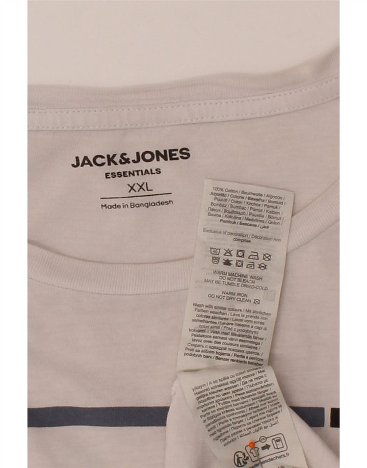 JACK & JONES Mens Graphic T-Shirt Top 2XL White Cotton Vintage Jack & Jones and Second-Hand Jack & Jones from Messina Hembry 