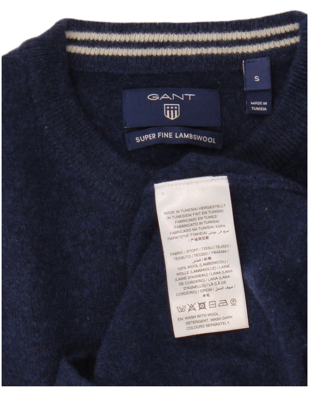 Gant Maglione da uomo girocollo maglione piccolo in lana blu navy