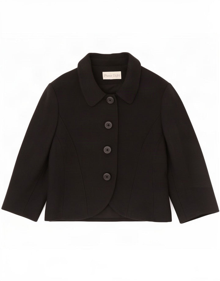 Giacca blazer da donna a 4 bottoni con maniche a 3/4 Phase Eight UK 10 piccola nera
