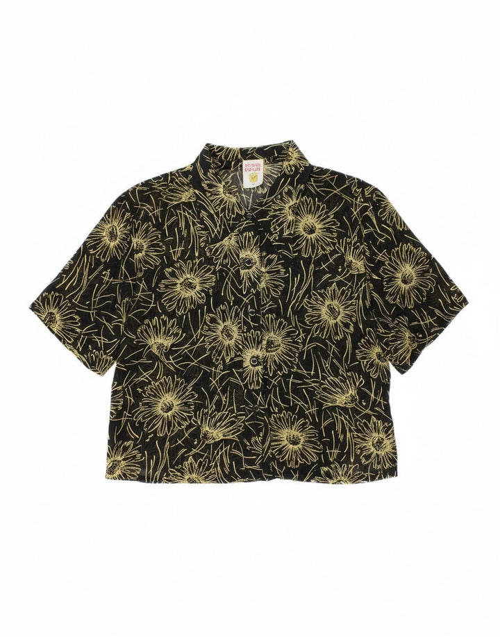 CLOCK HOUSE Camicia a maniche corte da donna Camicetta IT 40 Piccola floreale nera