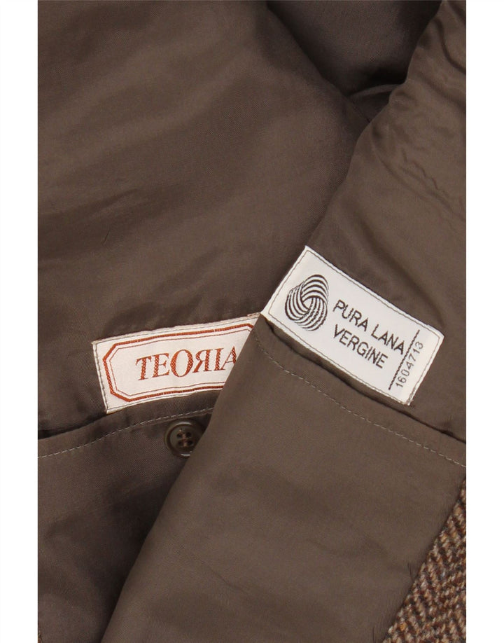 Giacca blazer vintage da uomo a 2 bottoni UK 38 a spina di pesce marrone medio