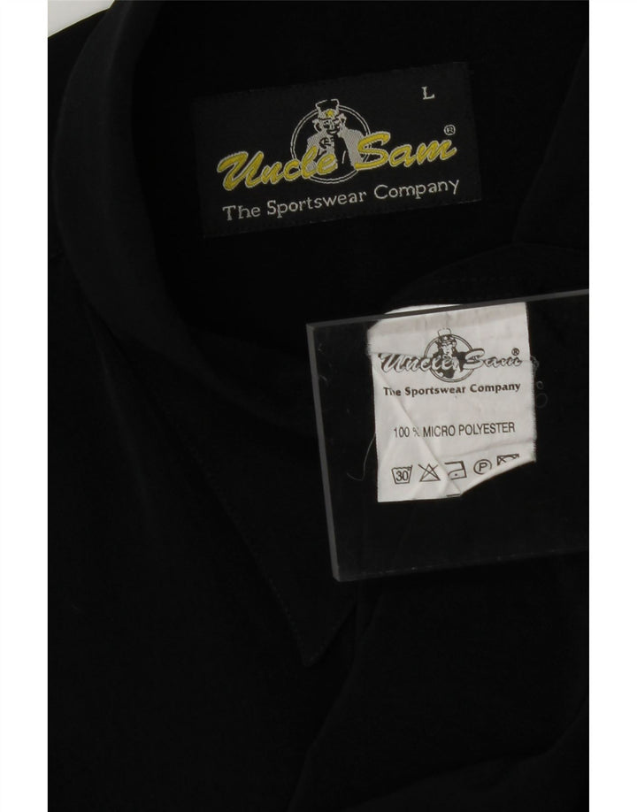 UNCLE SAM Mens Short Sleeve Shirt Large Black Polyester Vintage Uncle Sam and Second-Hand Uncle Sam from Messina Hembry 