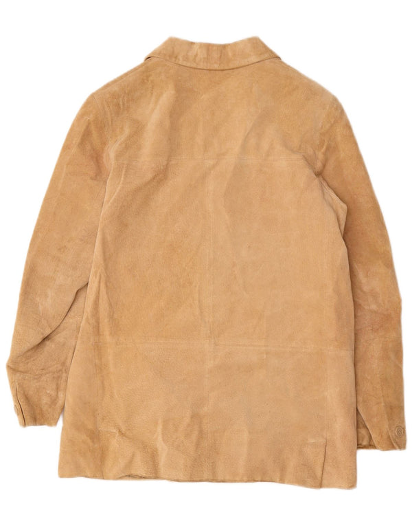 Conbipel Womens Oversized 4 Button Suede Blazer Jacket IT 40 Small Beige