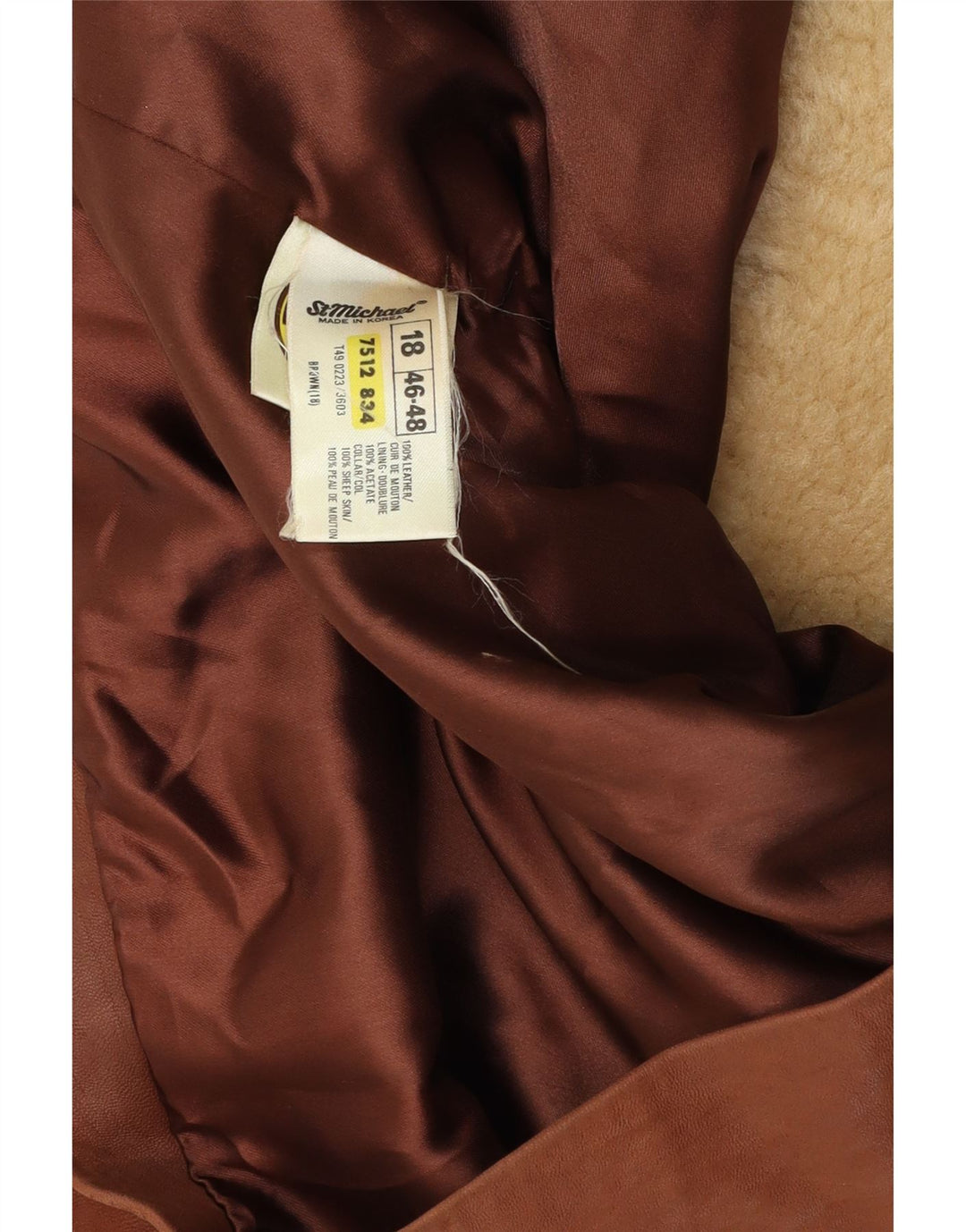 ST MICHAEL Giacca corta doppiopetto da donna UK 18 XL Pelle marrone