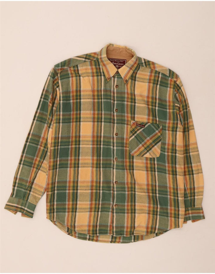 MARLBORO CLASSICS Camicia da uomo in flanella a quadri verde medio