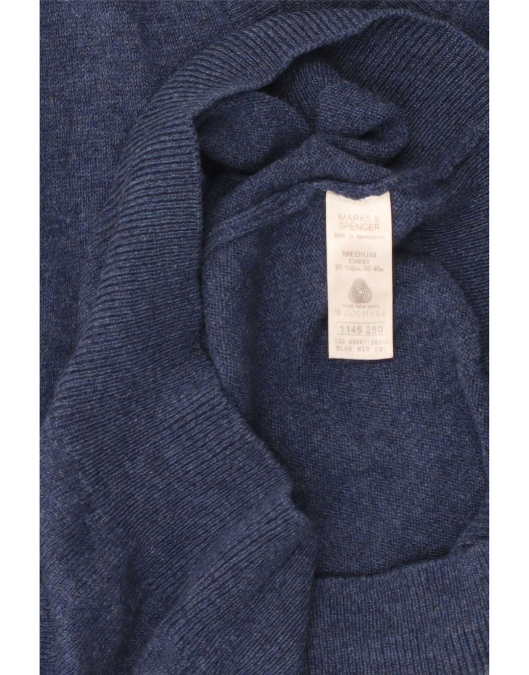 Canotta da uomo Marks & Spencer Canotta in lana d'agnello screziata blu medio