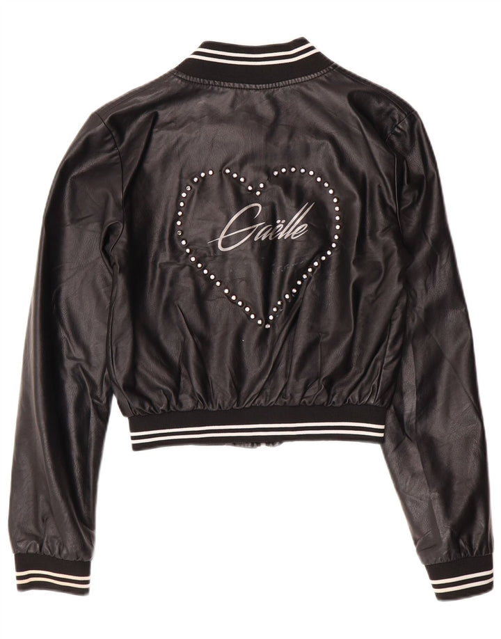 Giacca in pelle corta grafica da donna GAELLE UK 6 XS Nera