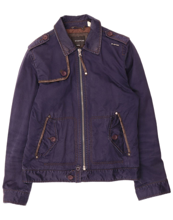 Giacca militare da uomo Energie UK 40 Large Blu Navy in cotone