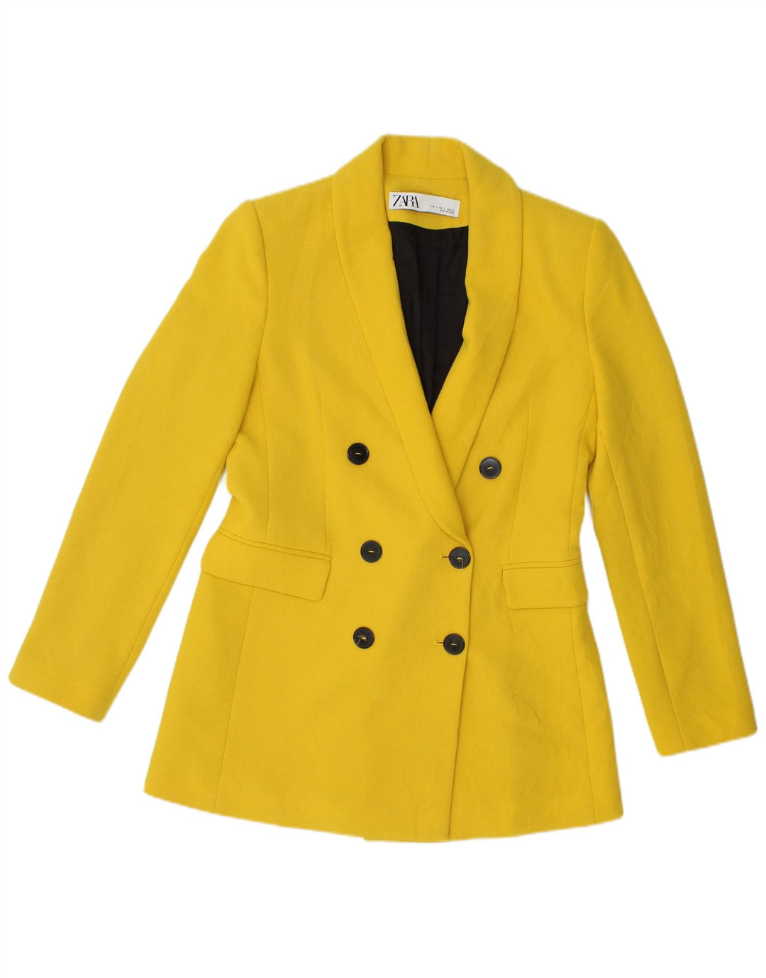 Giacca blazer doppiopetto lunga da donna Zara UK 10 piccola gialla