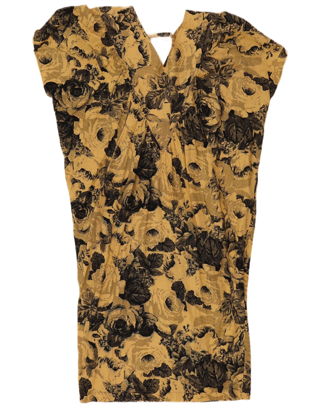 Abito a trapezio vintage da donna UK 16 grande floreale giallo