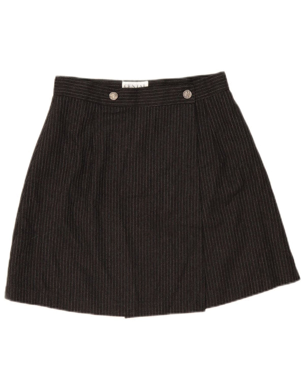 Gonna a portafoglio vintage da donna IT 42 media W26 a righe nere