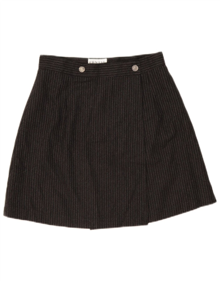 Gonna a portafoglio vintage da donna IT 42 media W26 a righe nere