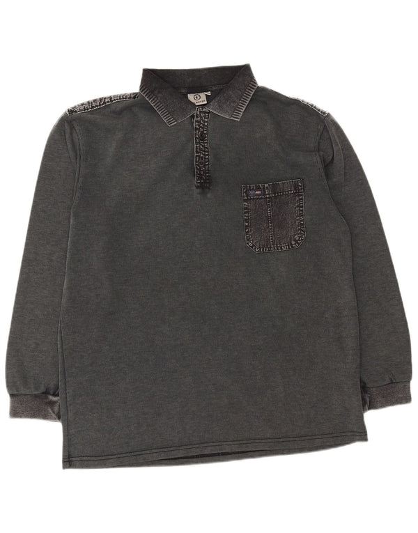 Polo da rugby da uomo a maniche lunghe Kalamton XL in cotone grigio