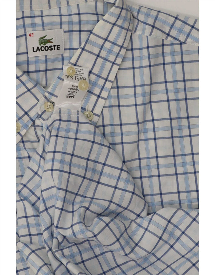 Camicia a maniche corte da uomo Lacoste taglia 42 grande cotone a quadri blu