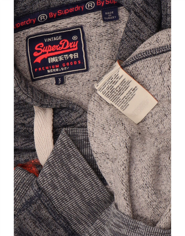 Maglione con cappuccio grafico oversize da donna SUPERDRY UK 6 XS grigio chiazzato