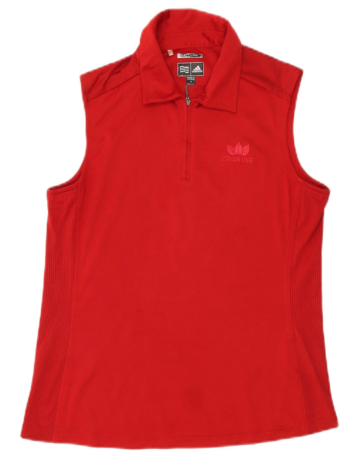 Polo senza maniche Adidas da donna Climacool UK 12 poliestere rosso medio