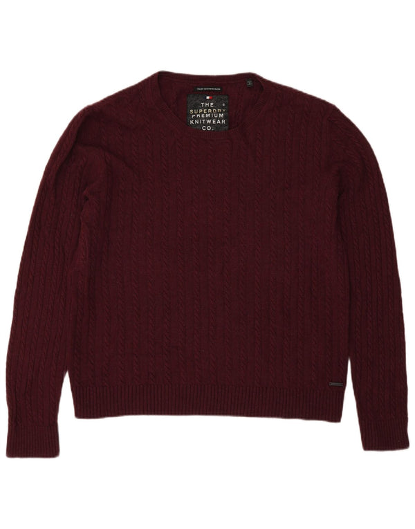 Maglione maglione da donna con scollo a barca vestibilità regolare Superdry UK 18 XL lana bordeaux