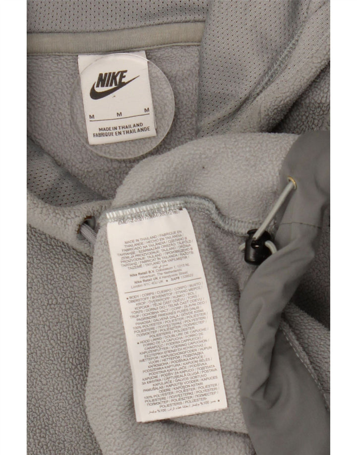 Maglia in pile con cappuccio grafico Nike da uomo in poliestere grigio medio