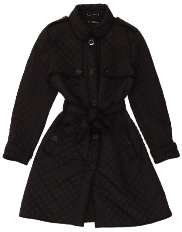 HOBBS Womens Quilted Trench Coat UK 12 Medium Black Nylon