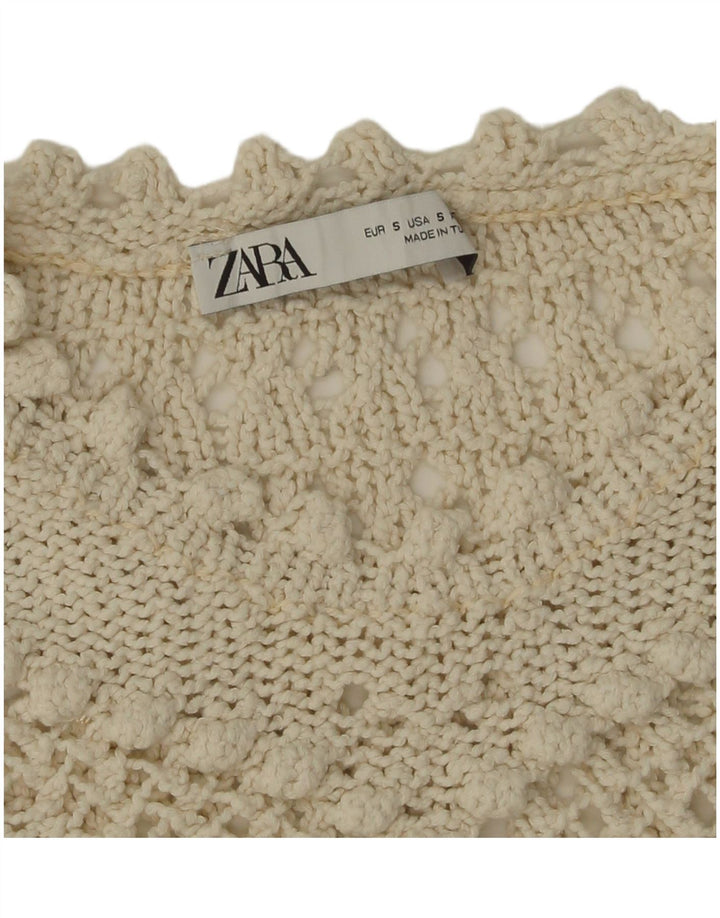 Maglione corto girocollo oversize da donna Zara UK 10 piccolo bianco