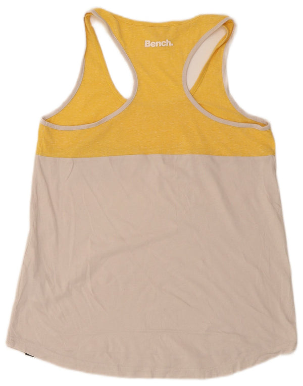 Bench Womens Vest Top UK 12 Medium Yellow Colourblock Cotton