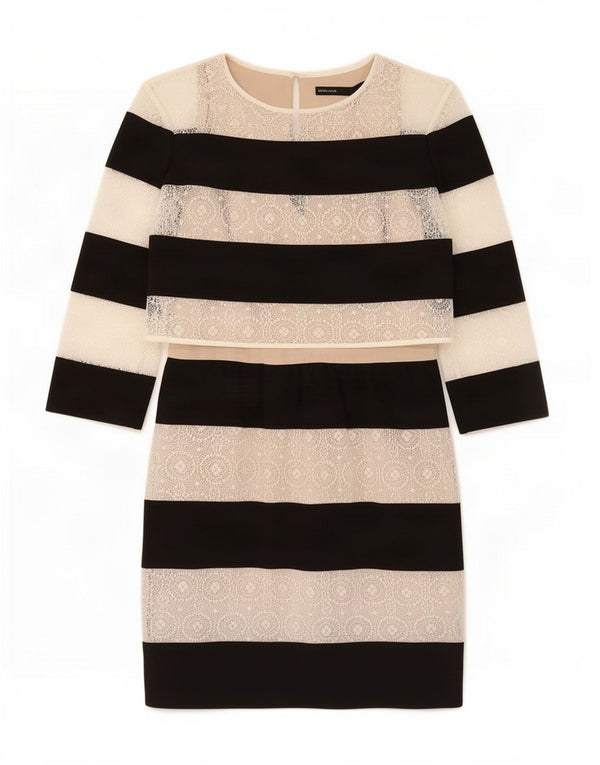Abito tubino con maniche a 3/4 da donna Karen Millen UK 10 piccolo a righe nere