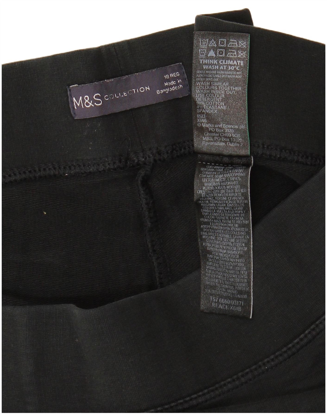 MARKS & SPENCER Leggings da donna UK 18 XL Cotone nero