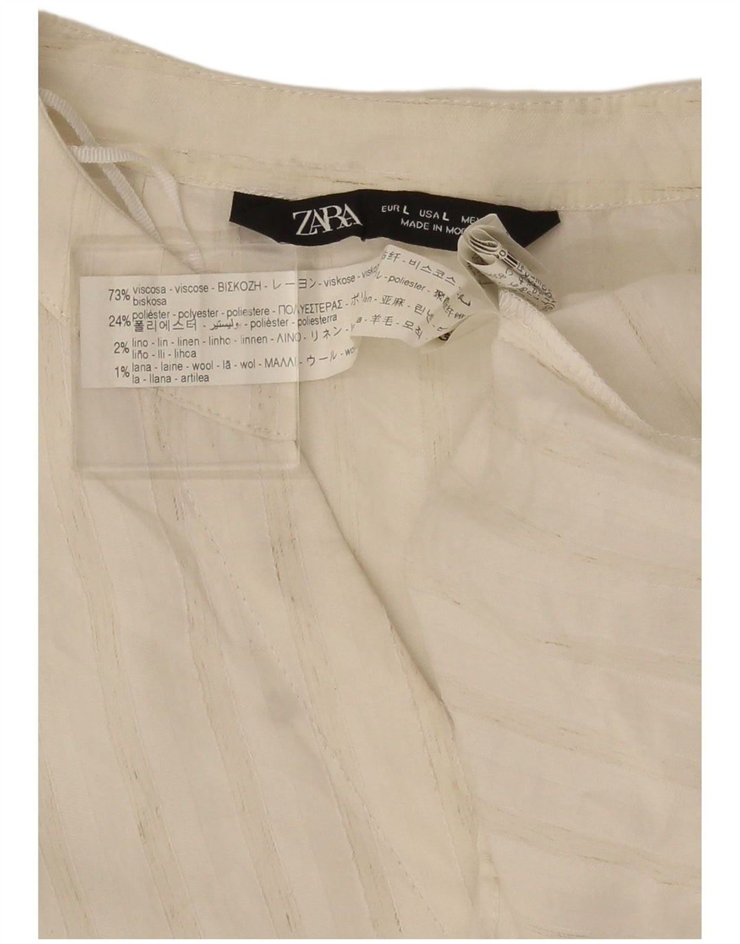 Blusa oversize da donna Zara con maniche a 3/4, taglia UK 16, a righe grandi bianche
