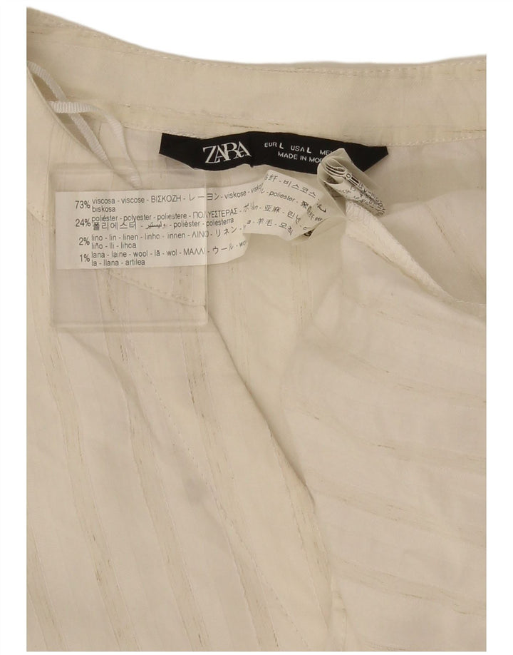 Blusa oversize da donna Zara con maniche a 3/4, taglia UK 16, a righe grandi bianche