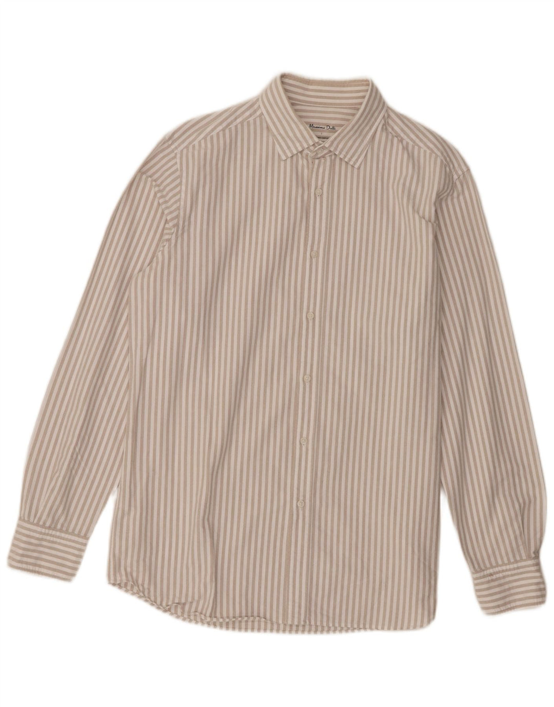 Camicia Uomo Massimo Dutti Cotone Gessato Grande Bianco