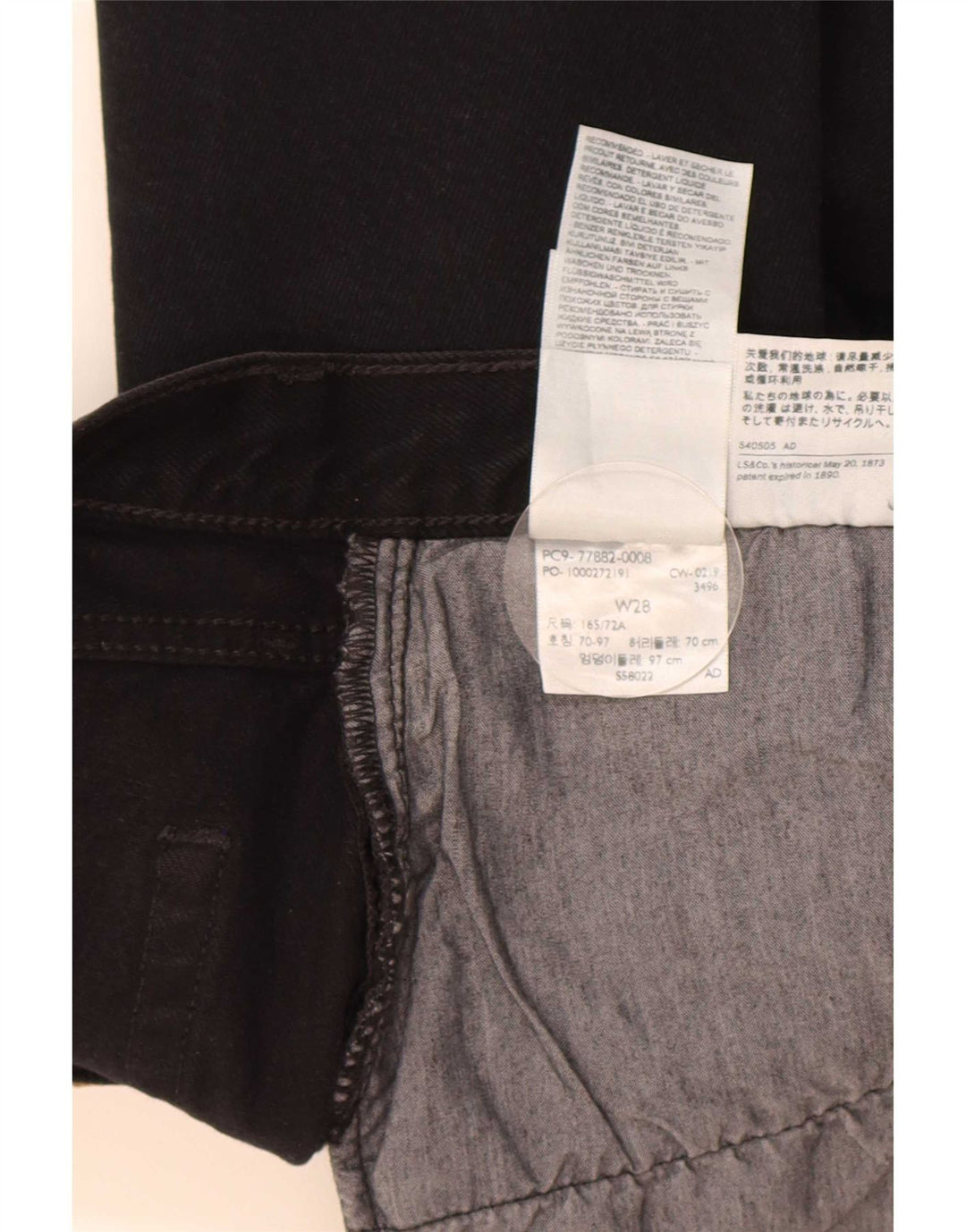 Gonna di jeans da donna Levi's W28 cotone nero medio