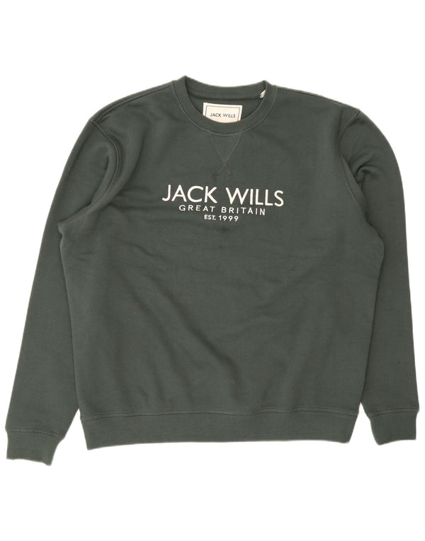 Felpa grafica da uomo Jack Wills, maglione XL, cotone kaki