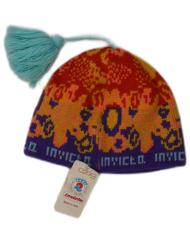 Cappello Bobble da donna in maglia grafica Invicta, taglia unica, in acrilico arancione