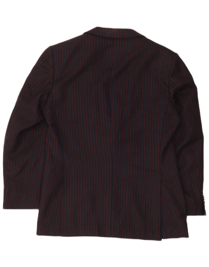 Giacca blazer vintage da uomo a 2 bottoni UK 38 lana media a righe blu navy