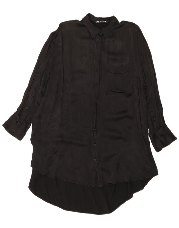 Abito chemisier oversize da donna Zara UK 10 piccolo in viscosa nera
