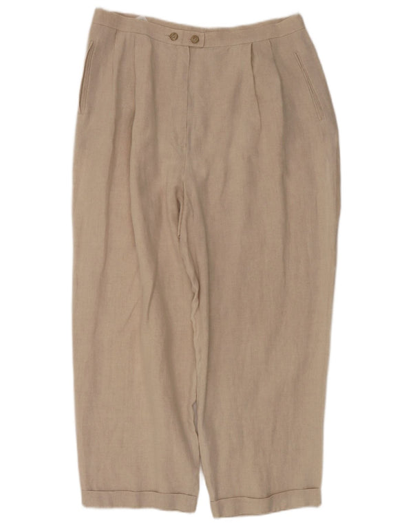 Pantaloni corti con pegged da donna Marks & Spencer UK 18 XL W32 L25 Lino beige