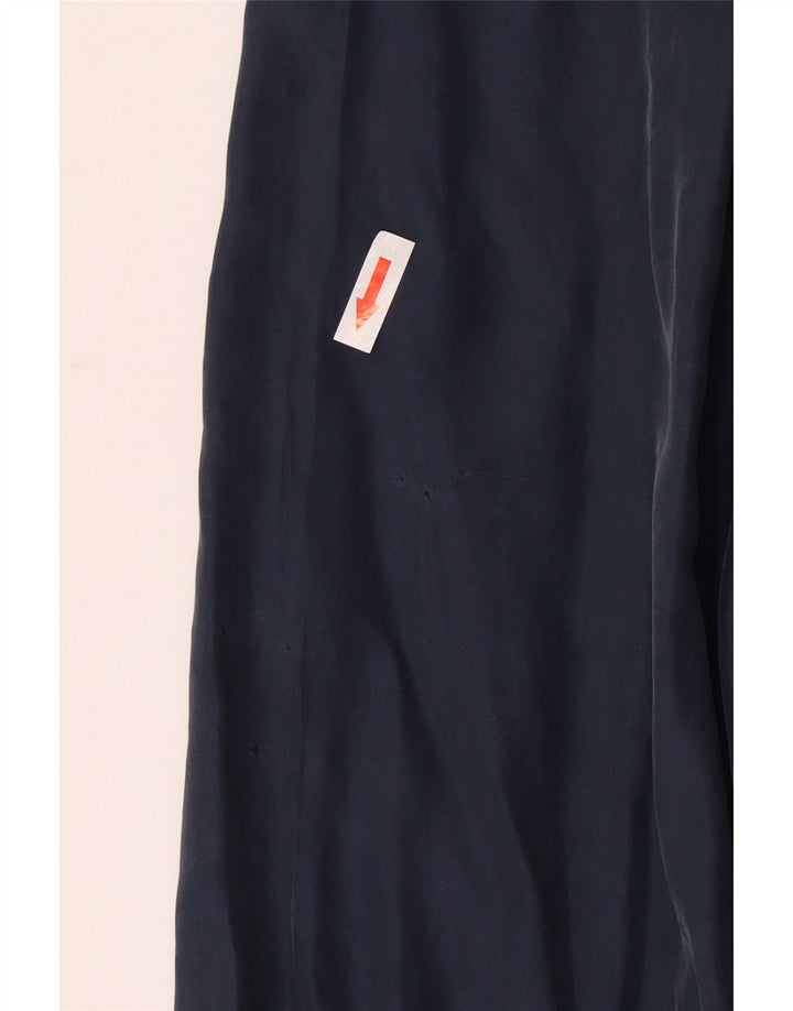 Camicia vintage da uomo grande in seta blu navy